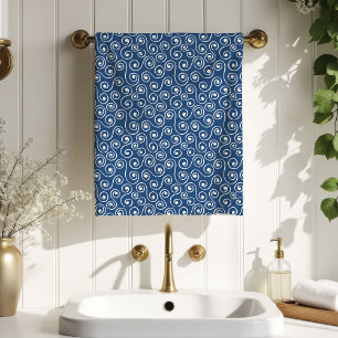 Boho Kids Towels Navy Blue Swirls Birthday Accent