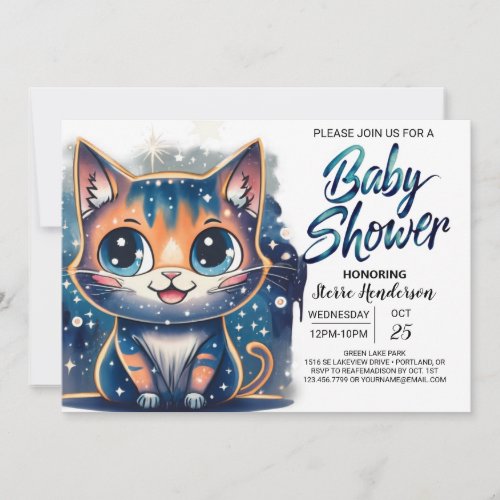 Boho Kitten Editable Baby Shower Invitation