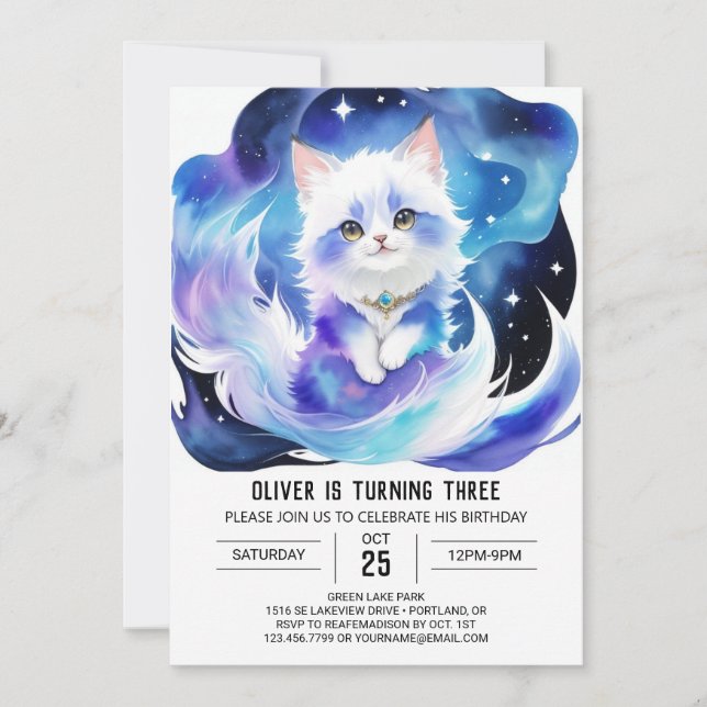 Boho Kitten Magic Birthday Invitation (Front)