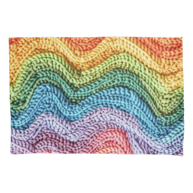 Boho Knit Striped Colorful, Cozy & Artisanal Vibes Pillow Case (Front)