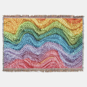 Boho Knit Striped Colorful, Cozy & Artisanal Vibes Throw Blanket