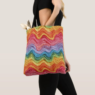 Boho Knit Striped Colorful, Cozy & Artisanal Vibes Tote Bag