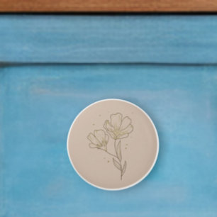Boho knob flat ceramic knob with wildflower