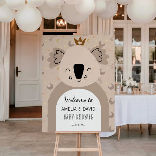 Boho Koala Moon Star Neutral Baby Shower Welcome Foam Board