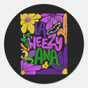 Boho La Weezy Ana Mardi Gras Coquette Bow Louisian Classic Round Sticker