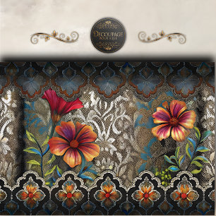 Boho Lace Floral Panel Decoupage Tissue Paper