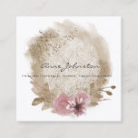 Boho Lace Floral Square Business Card<br><div class="desc">A beautiful boho floral lace and glitter look digital design background with customizable text.</div>