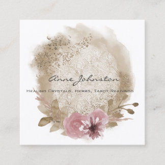Boho Lace Floral Square Business Card