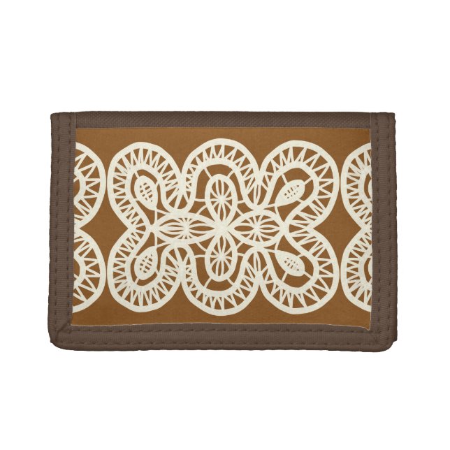 Boho Lace Pattern Brown Wallet (Front)