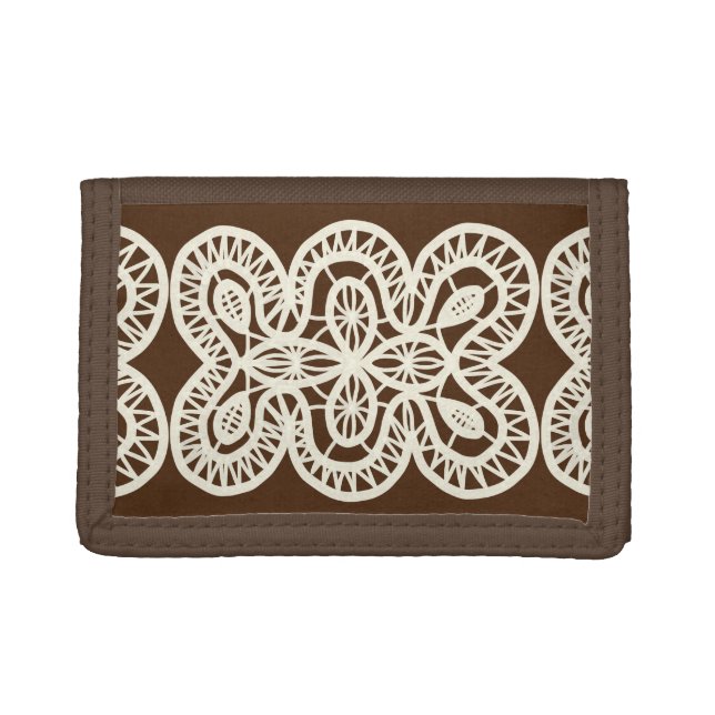 Boho Lace Pattern Dark Brown Wallet (Front)