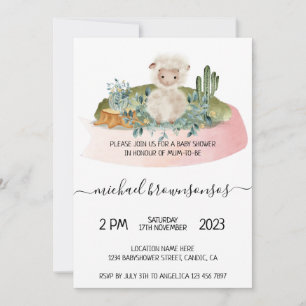 Boho Lamb Sheep Tropical Baby Shower Invitation