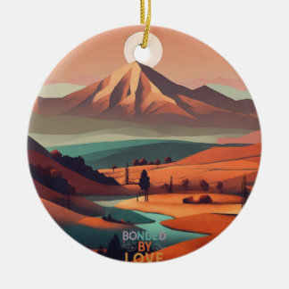Boho landscape  ceramic ornament