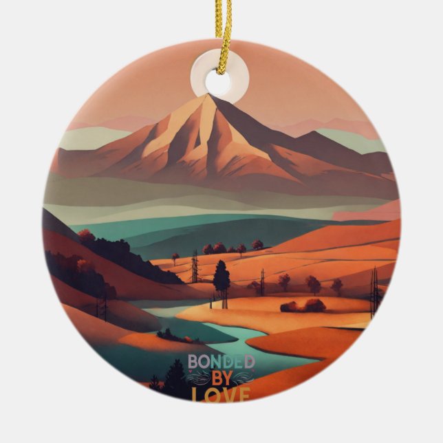 Boho landscape  ceramic ornament (Front)