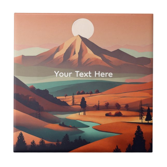 Boho landscape  ceramic tile (Front)
