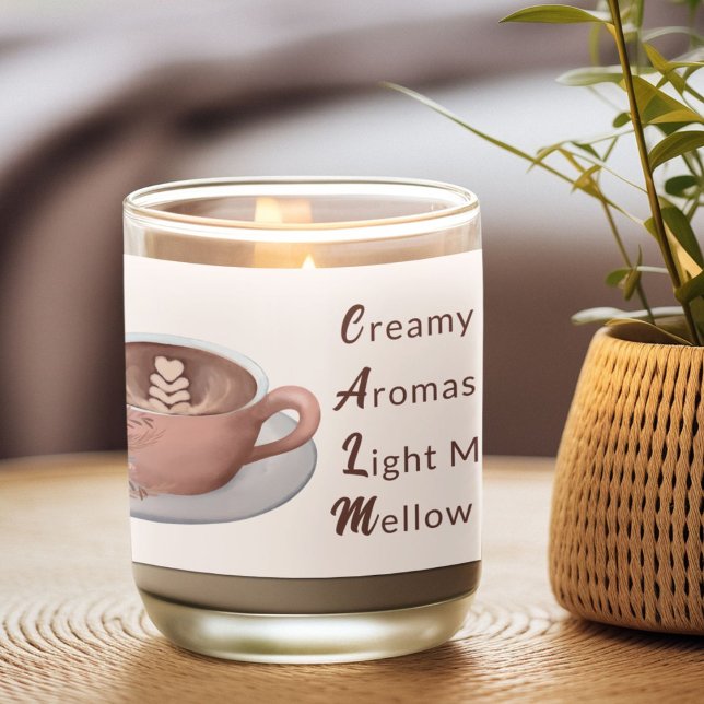 Boho Latte With Flowers Calm Acrostic  Scented Candle (Creator Uploaded)