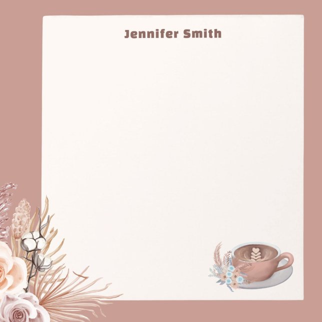 Boho Latte With Flowers Personalized Notepad (Creator Uploaded)