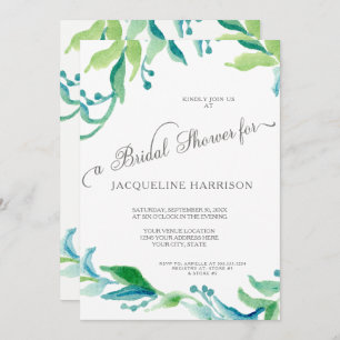 BOHO Laurel Leaf Olive Branch Bridal Shower Invitation