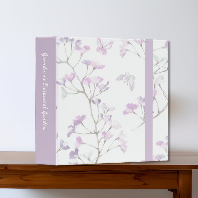Boho Lavender Botanical Garden Floral Butterfly 3 Ring Binder (Creator Uploaded)