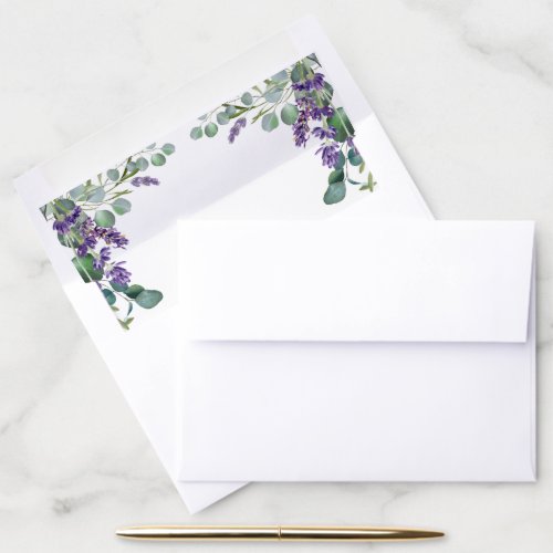 Boho Lavender Eucalyptus Elegant Wedding  Envelope Liner