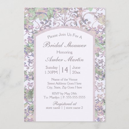 Boho Lavender Floral Damask Summer Bridal Shower Invitation