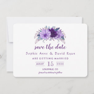 Boho Lavender Floral Plum Purple Save the Date