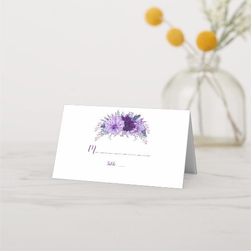 Boho Lavender Floral Plum Purple Table Number Place Card