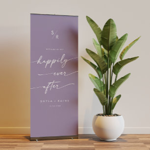 Boho Lavender Purple Happily Ever After Welcome Retractable Banner