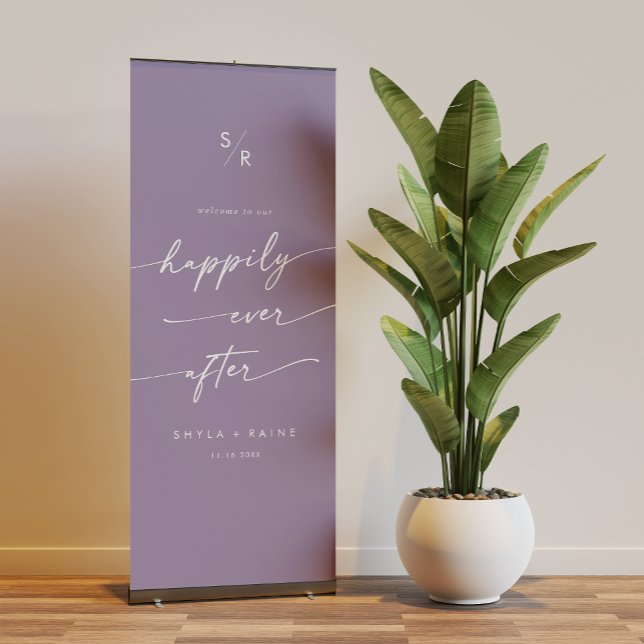 Boho Lavender Purple Happily Ever After Welcome Retractable Banner (Creator Uploaded)