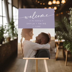 Boho Lavender Purple Photo Wedding Welcome Sign