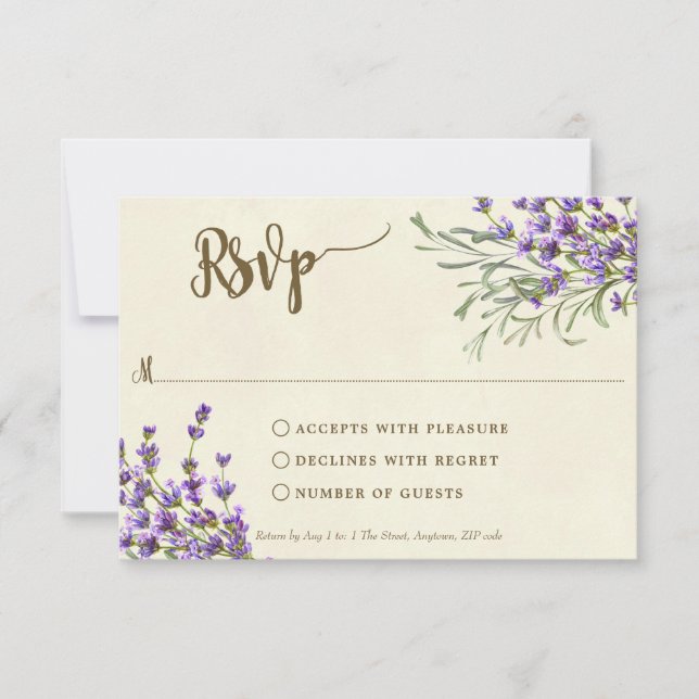 boho lavender wedding bridal shower rsvp card (Front)