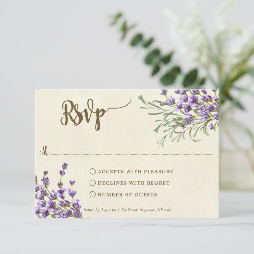 boho lavender wedding bridal shower rsvp card Zazzle