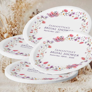Boho Lavender Wildflower Storybook Bridal Shower Paper Plates