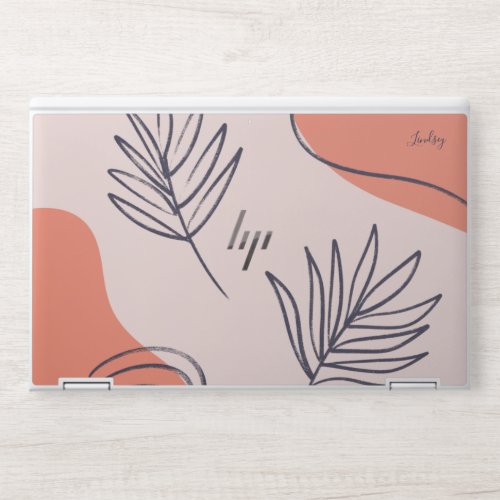 Boho Leaf Abstract Line Art Personalized HP Laptop Skin