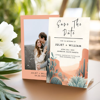 Boho Leaf Desert Cacti Succulent Wedding Save The Date