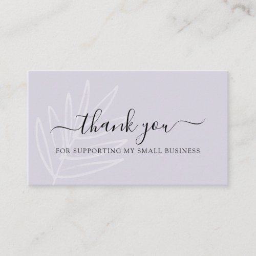 Boho Leaf Dusty Purple Thank You For Your Order Business Card