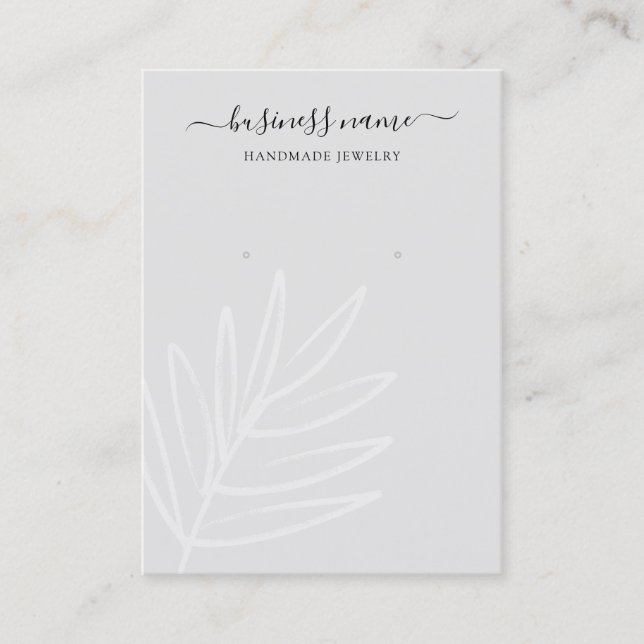 Boho Leaf Gray Earring Jewelry Display Business Card (Front)
