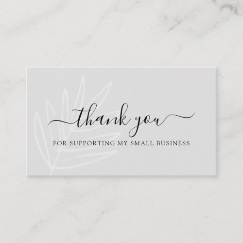Boho Leaf Gray Thank You For Your Order Business Card