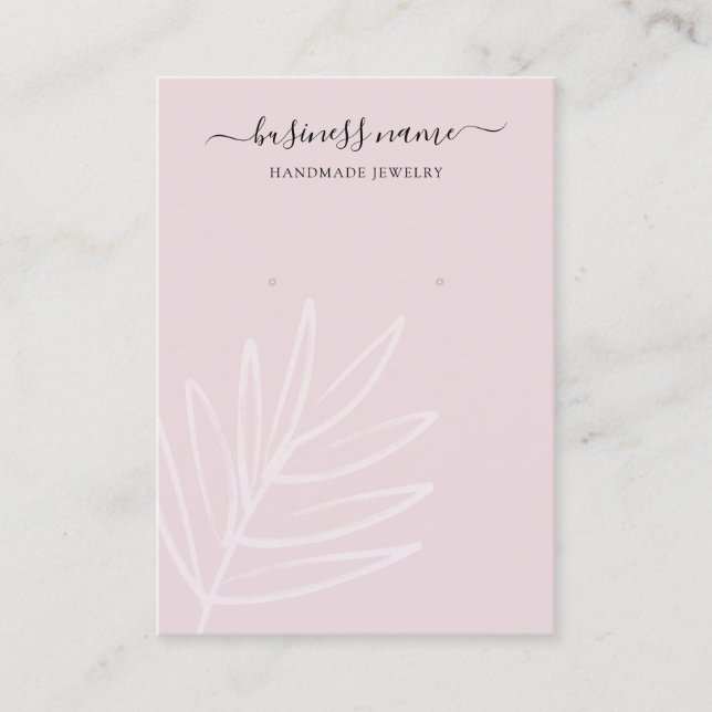Boho Leaf Mauve Earring Jewelry Display Business Card (Front)