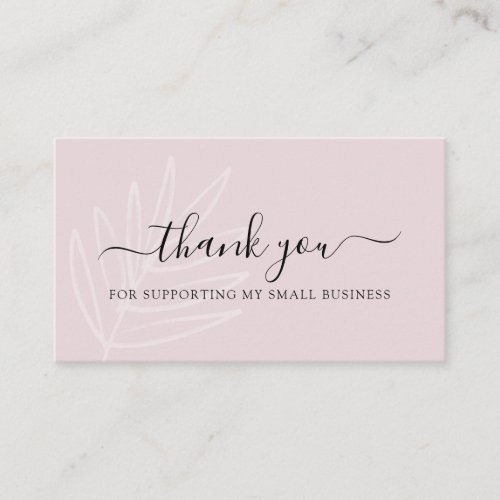 Boho Leaf Mauve Thank You For Your Order Business Card
