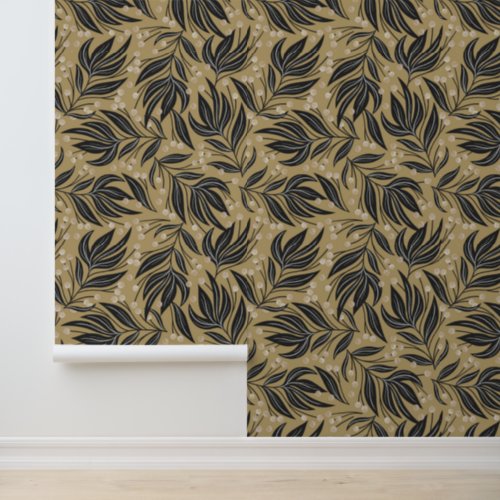 Boho Leaf Pattern Motif Wallpaper