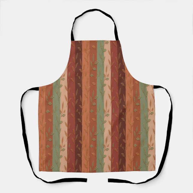 Boho Leaf Pattern – Rustic Botanical Design Apron (Front)