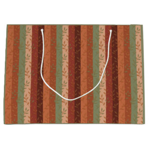 Boho Leaf Pattern – Rustic Botanical Design Large Gift Bag