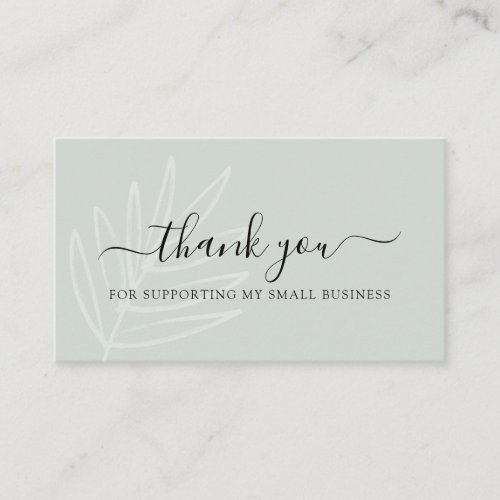 Boho Leaf Sage Green Thank You For Your Order Business Card