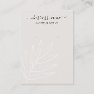 Boho Leaf Taupe Earring Jewelry Display Business Card