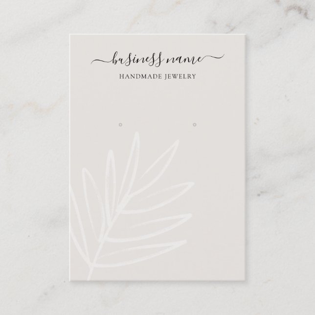 Boho Leaf Taupe Earring Jewelry Display Business Card (Front)
