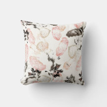Boho Leaves and Feathers Accent Pillow