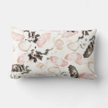 Boho Leaves and Feathers Lumbar Pillow