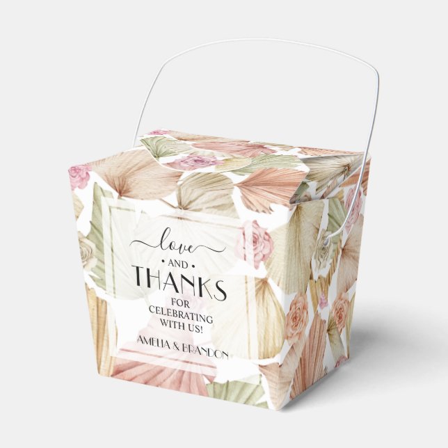 Boho Leaves and Roses  Favor Boxes (Front Side)