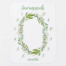 Boho Leaves Baby Name Monthly Milestone Photo