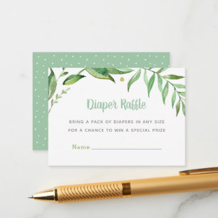 Boho Leaves Baby Shower Diaper Raffle Card